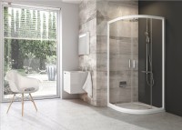 Ravak Blix BLCP4 íves 90x90 cm tolóajtós zuhanykabin, fehér kerettel, átlátszó üveggel