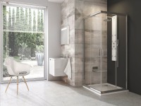 Ravak Blix BLRV2 szögletes 80x80 cm tolóajtós zuhanykabin, fényes króm kerettel, átlátszó üveggel