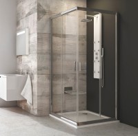 Ravak Blix BLRV2 szögletes 90x90 cm tolóajtós zuhanykabin, fényes króm kerettel, átlátszó ü