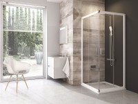 Ravak Blix BLRV2 szögletes 80x80 cm tolóajtós zuhanykabin, fehér kerettel, átlátszó üveggel