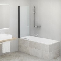 Roltechnik CI BAE kádparaván, ki- be hajtható 75 cm, fekete profillal, RothETC üvegfelület kezelésse