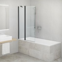 Roltechnik CI BAE 2 részes kádparaván 110 cm, fekete profillal, RothETC üvegfelület kezeléssel