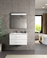 Coycama Acuario 60 cm alsó fürdőszobabútor, Onix New porcelán mosdóval, White glossy színben