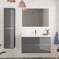 Coycama Dorian 100 cm alsó fürdőszobabútor, Onix New porcelán mosdóval, magasfényű fehér színben