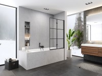 New Trendy Swing 100 cm harmonika ajtós kádparaván, fekete profillal, jobbos vagy balos irányú