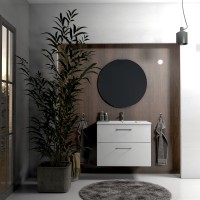 Roltechnik Geo 60 cm, két fiókos, fali mosdószekrény, kerámia mosdóval, fényes fehér színben