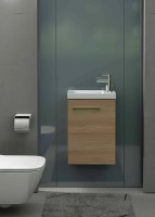 Roltechnik Geo 40 cm fali mosdószekrény, kerámia mosdóval, famintás - tölgy színben