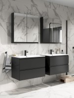 Cersanit Moduo Slim 60 cm fali, alsó fürdőszobabútor + kerámia mosdó, antracit SZETT