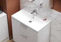 Cersanit City 80 cm fali, alsó fürdőszobabútor, magasfényű fehér színben + kerámia mosdó SZETT