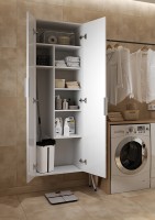 Cersanit City Pillar multifunkcionális, 180 cm magas, fali fürdőszobabútor, magasfényű fehér színben